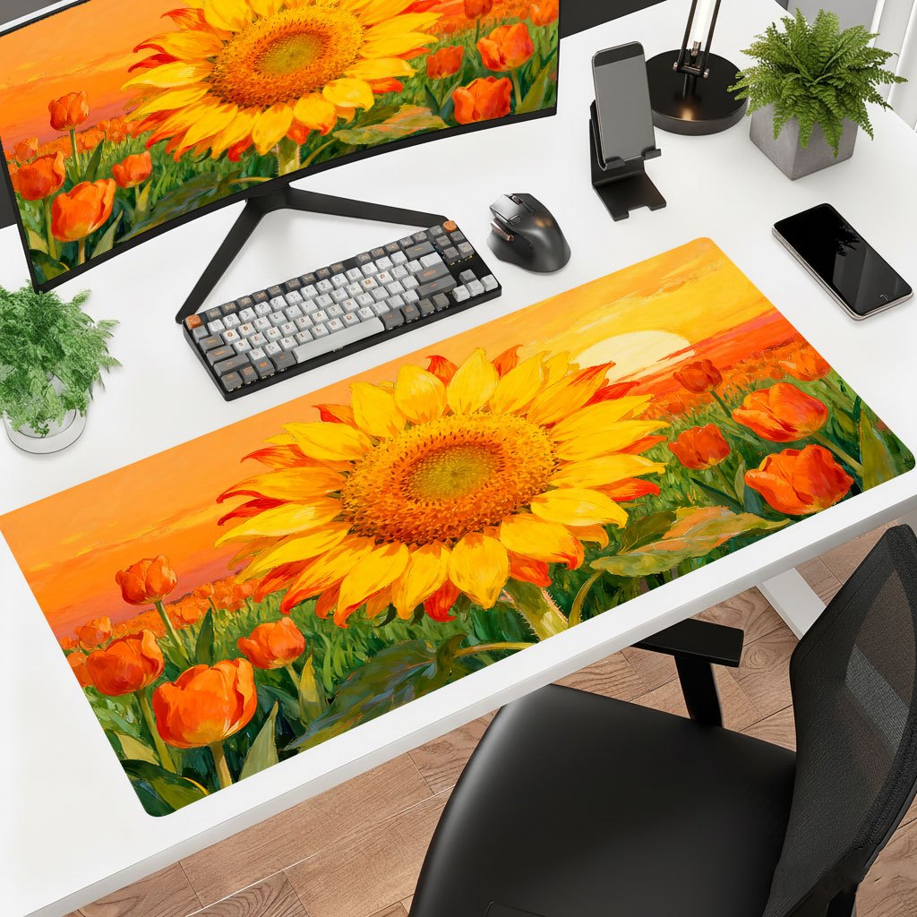 Gaming Accessories Brands - Tapis de souris motif tournesol jaune,