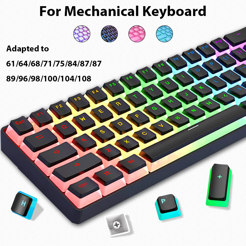 Gaming Accessories Aesthetic - 129 touches Pudding Keycaps PBT Double